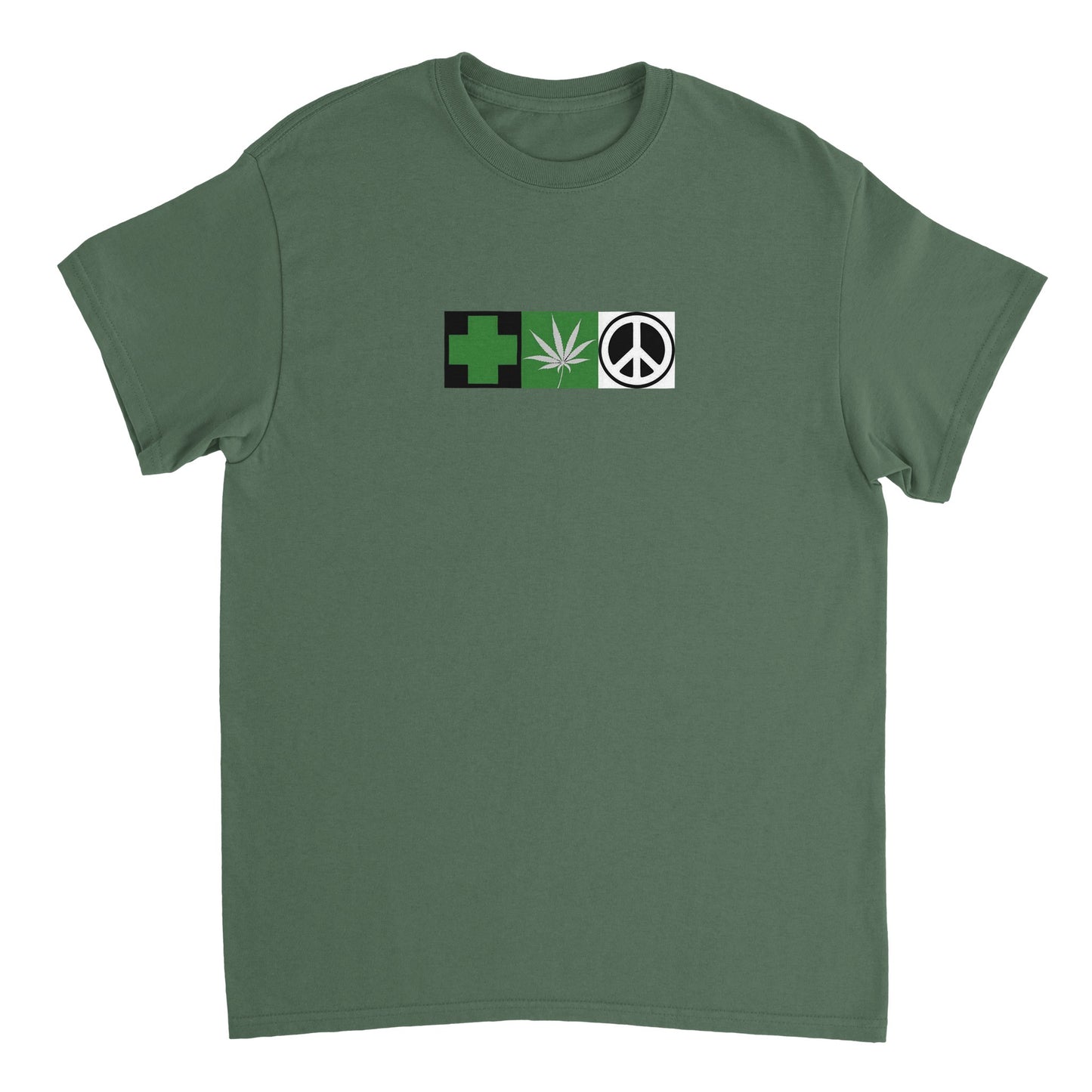 GREEN HEMP PEACE LOGO 2.0 - Heavyweight Unisex Crewneck T-shirt